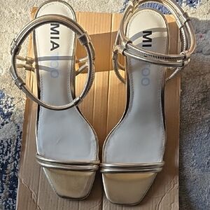 MIA Annelise Metallic Gold Heeled Sandals